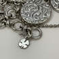 Designer Lucky Brand Silver-Stone Round Shape Engraved Statement Necklace image number 4
