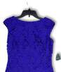 Womens Blue Floral Lace Bateau Neck Sleeveless Back Zip Sheath Dress Size 4 image number 3