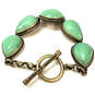 Designer Lucky Brand Gold-Tone Green Faux Turquoise Toggle Chain Bracelet image number 2