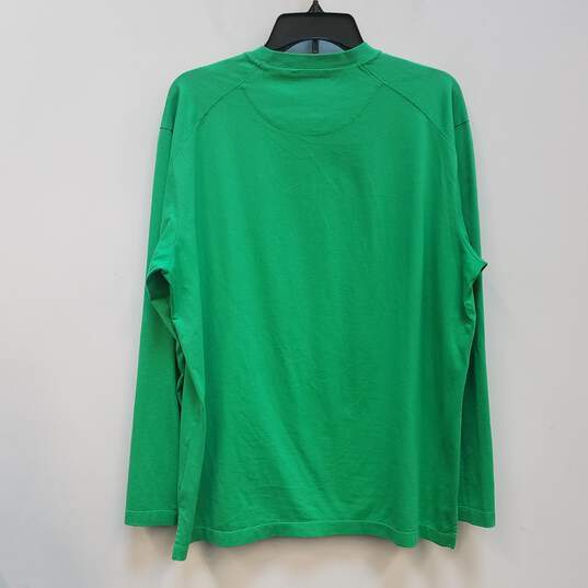 Mens Green Long Sleeve Crew Neck Casual Pullover T-Shirt Size Medium image number 2