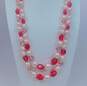Vintage Pink Aurora Borealis & Faux Pearl Multi Strand Necklace & Earrings w/ Rhinestone Brooch 114g image number 2