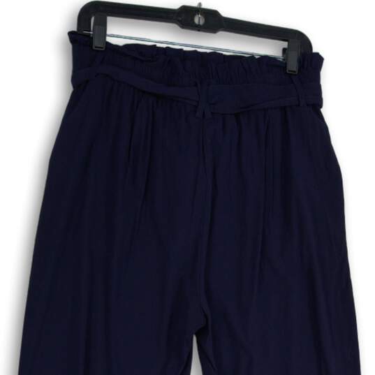 Karen Kane Womens Navy Blue Pleated Straight Leg Paperbag Pants Size Large image number 4