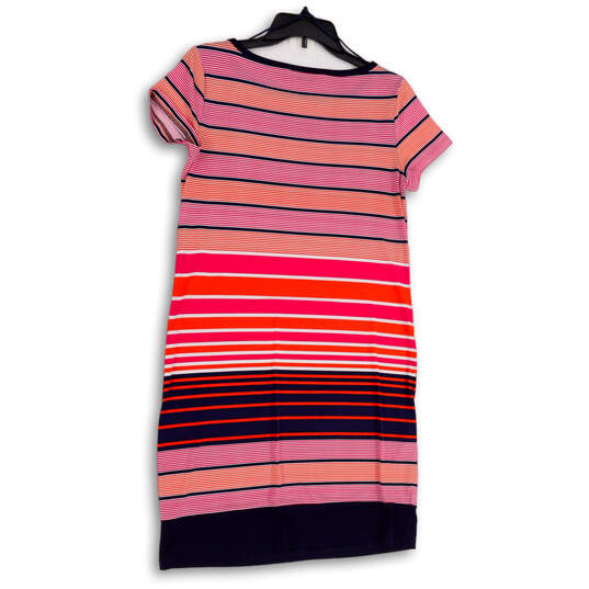 Womens Multicolor Round Neck Short Sleeve Pullover Bodycon Dress Size M image number 2