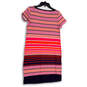 Womens Multicolor Round Neck Short Sleeve Pullover Bodycon Dress Size M image number 2