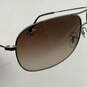 Womens Brown Polarized UV Protection Aviator Sunglasses With Brown Case image number 4