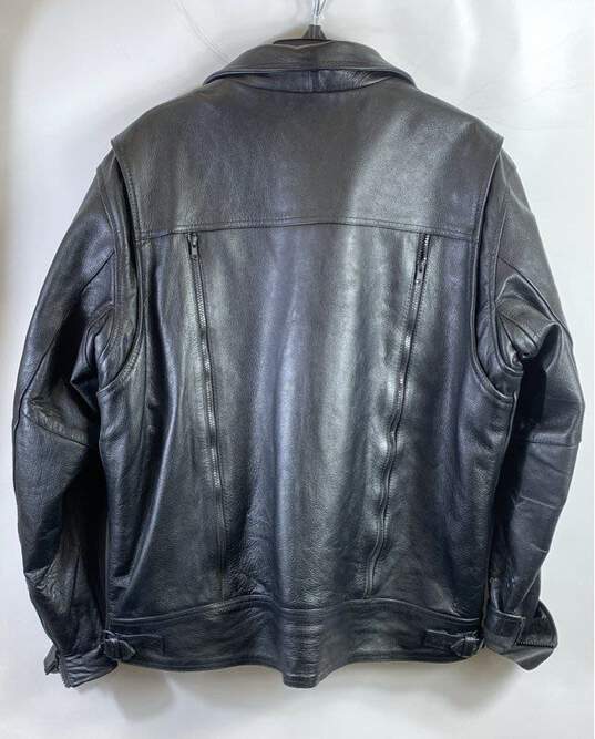 Milwaukee Men Black Heavyweight Leather Jacket L image number 2