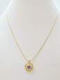 14K Yellow Gold Amethyst Heart Pendant Necklace 5.0g image number 1