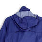 Womens Blue Long Sleeve Hooded Full-Zip Windbreaker Jacket Size Large image number 4