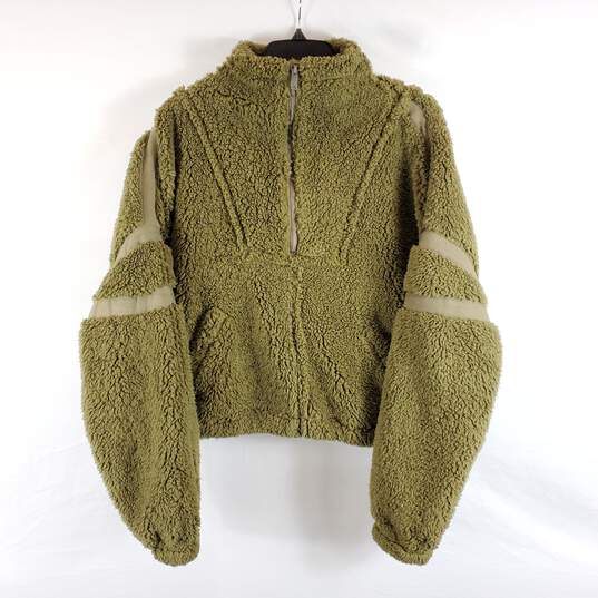 Free People Women Green Fleece Half Zip Sweater sz XS image number 1