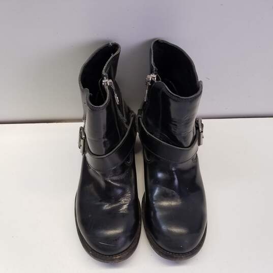 Buy the AllSaints Black Leather Harness Buckle Ankle Zip Boots