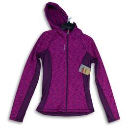 NWT Reebok Womens Purple Space Dye Long Sleeve Full-Zip Hoodie Size M
