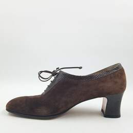 Salvatore Ferragamo Suede Oxford Heel Women's Sz 8 Brown