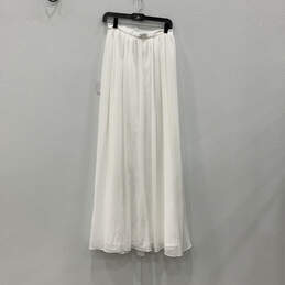 NWT Womens White Pleated Side Slit Modern Back Zip Maxi Skirt Size Medium