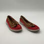 Womens Red Brown Leather Round Toe Slip-On Fashionable Boat Shoes Size 7B image number 3