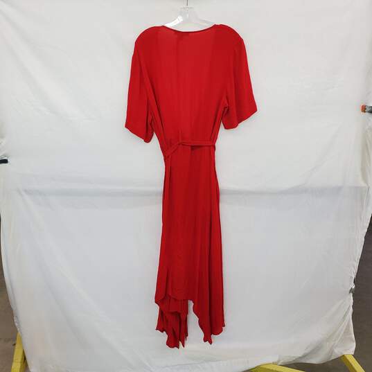 Banana Republic Red Belted Midi Dress WM Size 14 NWT image number 2