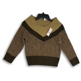 NWT 7th Avenue NY&Co. Design Studio Womens Brown Tan Pullover Sweater Size S