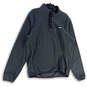 Mens Black Mock Neck Snap T Long Sleeve Fleece Jacket Size L/T 42-44 image number 1