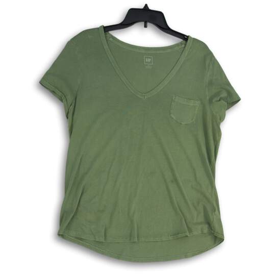 GAP Womens Green V-Neck Short Sleeve Pullover T-Shirt Size XL image number 1