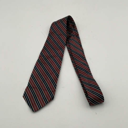 Mens Multicolor Striped Silk Four In Hand Adjustable Designer Necktie image number 1