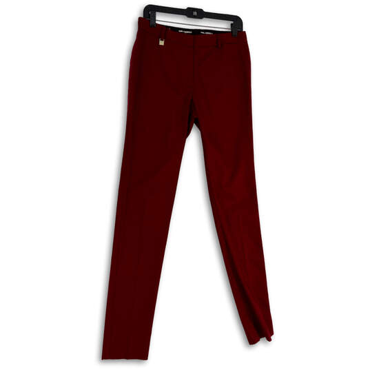 Womens Red Pockets Regular Fit Skinny Leg Flat Front Dress Pants Size 6 image number 1