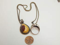 Artisan 925 Mookaite Cabochon Teardrop Pendant Necklace & Braided Dome Band Ring 17.8g alternative image