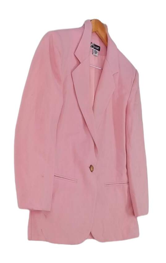 Womens Pink Peak Lapel Pocket One Button Single Breasted Blazer Size 6 image number 3