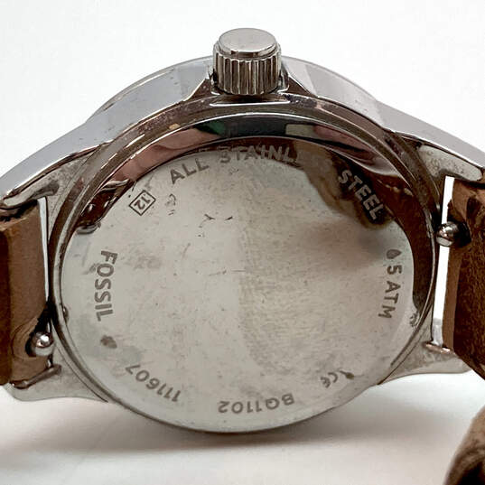 Designer Fossil BQ1102 Leather Strap Stainles Steel Analog Quartz Watch image number 5