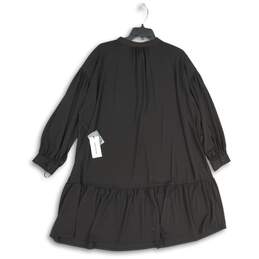 NWT Womens Black Henley Neck Balloon Sleeve Peplum Shift Dress Size 0X alternative image