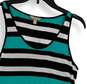Womens Black Green Striped Scoop Neck Sleeveless Pullover Tank Top Size S image number 3