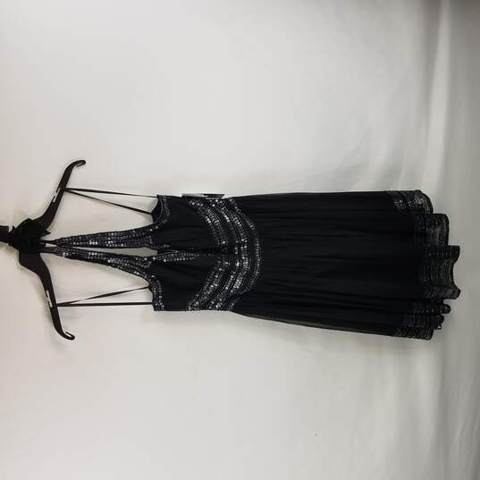 Adranna Papell Evening Women Black Silk Sleeveless Dress Mid S 6 NWT image number 2