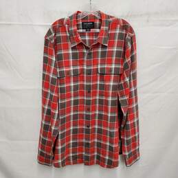 Filson MN's Red & Brown Plaid Long Sleeve Cotton Scout Shirt Size XL