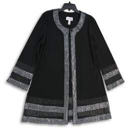 Womens Black Long Sleeve Embellished Collarless Jacket Size 18
