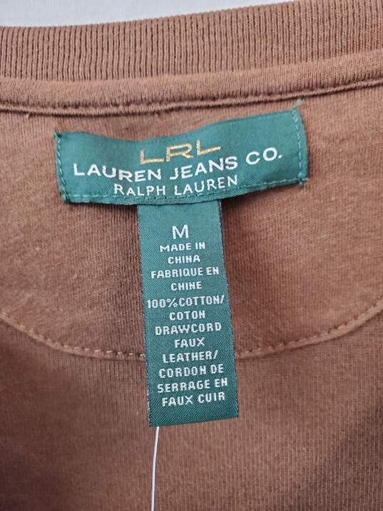 Lauren Jeans Co Ralph Lauren Tobacco Brown Ruffle Top Size M image number 3