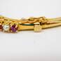 14K Yellow Gold Ruby & Pearl Hinged Bangle Bracelet 15.9g image number 3