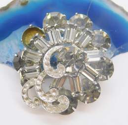 Vintage Weiss Silver Tone Crystal Swirl Brooch