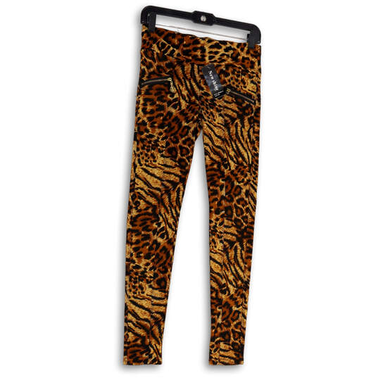 NWT Womens Multicolor Animal Print Elastic Waist Ankle Leggings Size OS image number 1