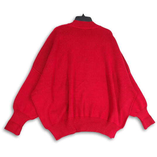 NWT Womens Red Knitted Crew Neck Long Sleeve Pullover Sweater Size Large image number 2