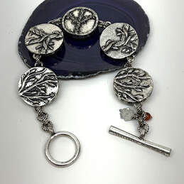 Designer Lucky Brand Silver-Tone Multicolor Enamel Floral Chain Bracelet alternative image