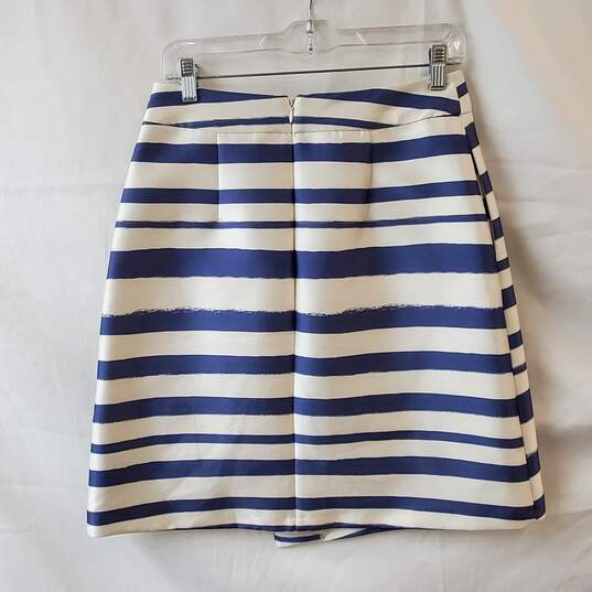 Topshop Blue & White Faux Wrapped A-Line Skirt Size 6 image number 2
