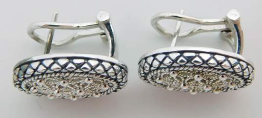 Andrea Candela Sterling Silver Oval Filigree Omega Pierced Earrings 8.9g image number 4