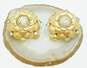 VNTG Joseph Mazer Gold Tone Icy Rhinestone Floral Clip-on Earrings image number 1