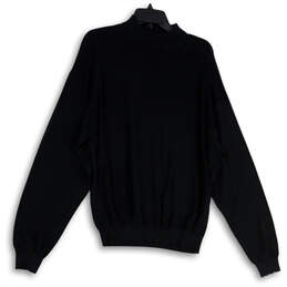 Mens Black Knitted Mock Neck Long Sleeve Pullover Sweater Size Large