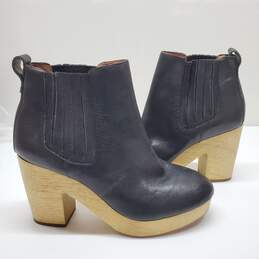 Madewell Marco Black Leather Chelsea Booties Wooden Platform Heel Women's Size 9