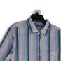 Mens Blue Striped Spread Collar Short Sleeve Button-Up Shirt Size Medium image number 3