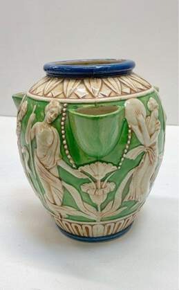 Art Nouveau Motif Painted Tapa 8 inch Tall 3 Spout Art Pottery Table Vase alternative image