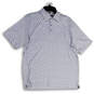 Mens White Skull Print Spread Collar Short Sleeve Side Slit Polo Shirt Sz M image number 1