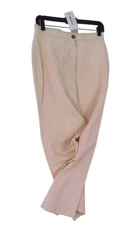 LA Womens Beige Flat Front Straight Leg Dress Pants Size 13/14