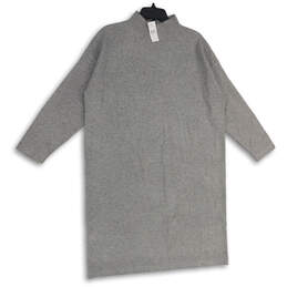 NWT Womens Gray Long Sleeve Mock Neck Pullover Sweater Dress Size Large