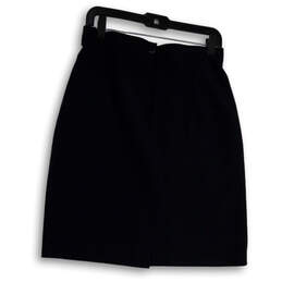 Womens Black Lined Button Knee-Length Back Slit A-Line Skirt Size 13 alternative image