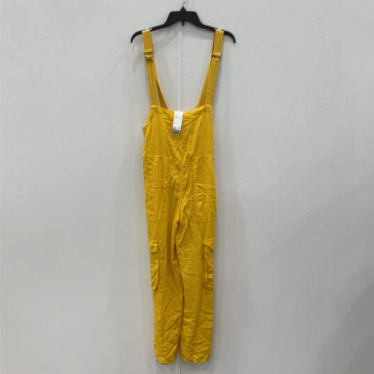 NWT Womens Yellow Cargo Pockets Adjustable Strap Overall Jumpsuit Size XS image number 1